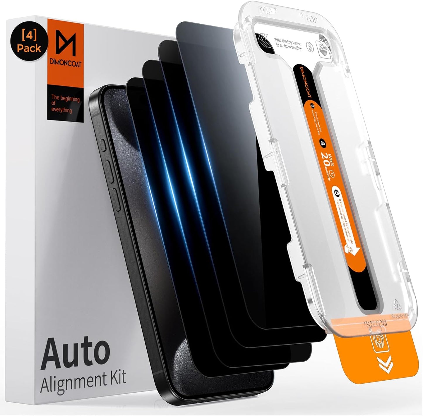 4-PACK for iPhone 15 series Privacy Screen Protector [Auto Alignment Kit] [10X Military Protection] Compatible iPhone 15 seriesTempered Glass Film [Case Friendly] - Haassue