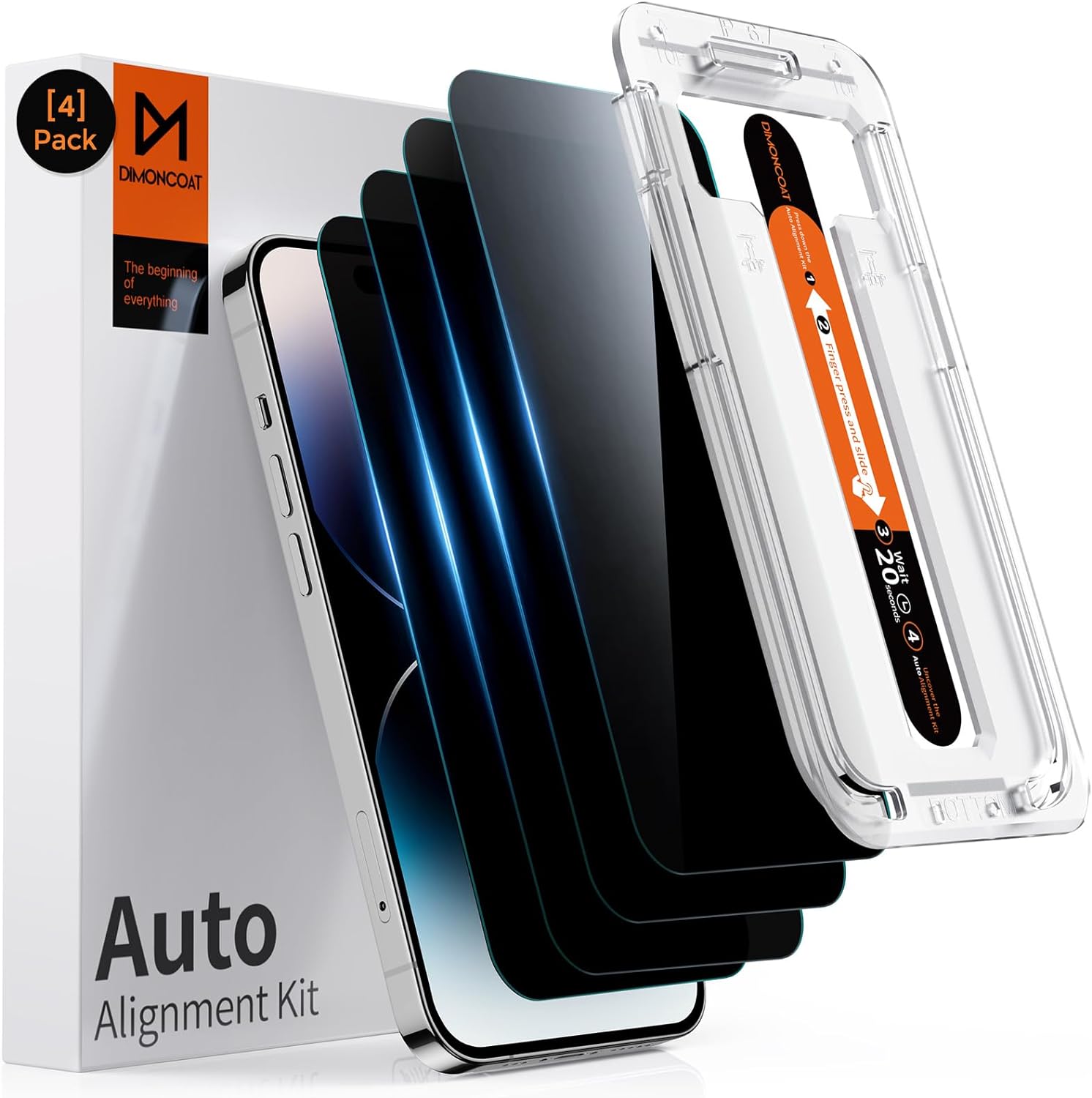 4-Pack for iPhone 14 Pro ，iPhone 14 Pro Max Privacy Screen Protector [Auto Alignment Kit] Tempered Glass [10X Military Protection] Compatible iPhone 14 Pro 6.1 inch anti-spy Diamonds Hard Film, Case Friendly - Haassue